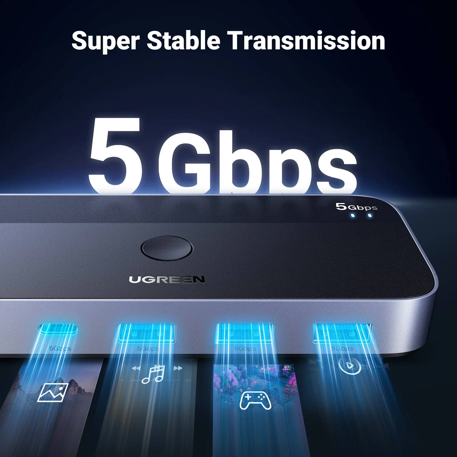 UGREEN USB 3.0 스위처 KVM 스위치, PC 키보드 마우스 프린터용, 4 개 장치 공유, 2 개