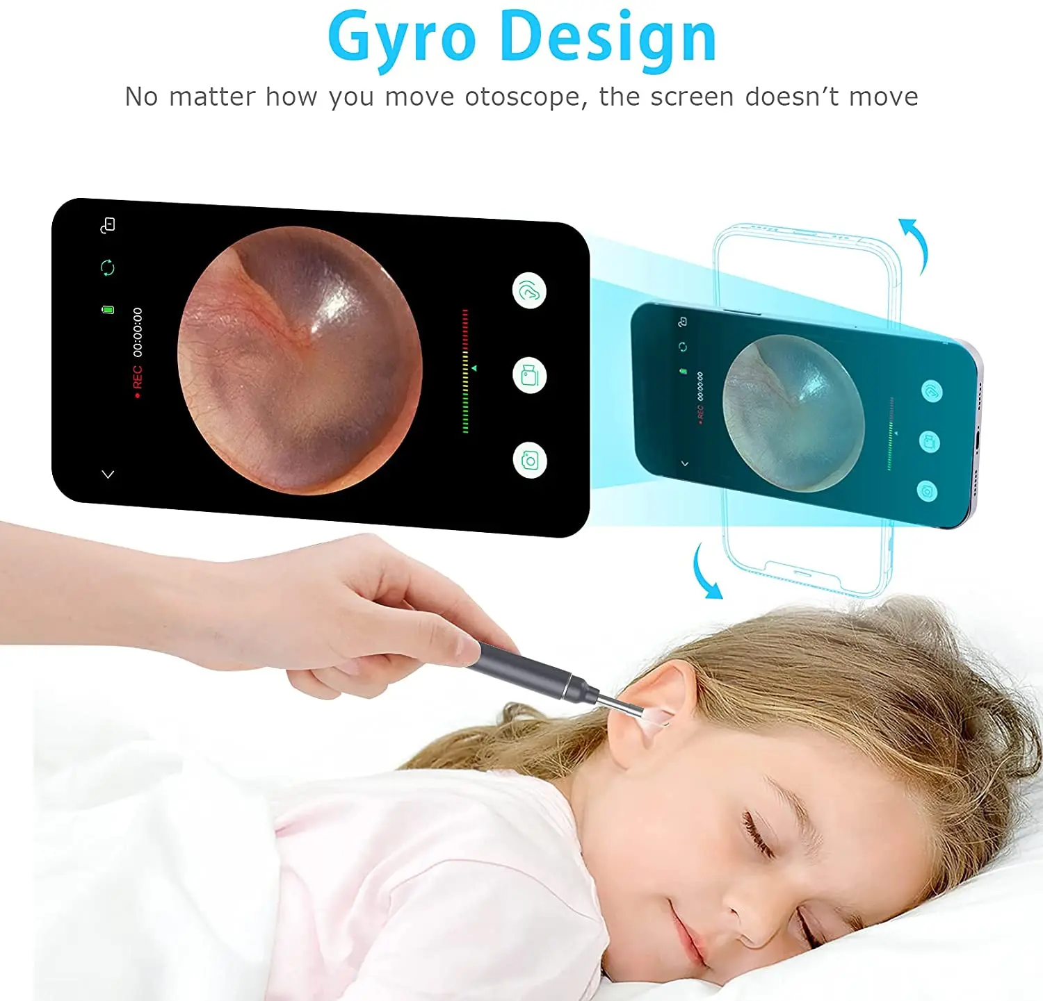 VITCOCO 검이경 귀 왁스 제거 비주얼 파기 귀 스푼, 초박형 검이경, 와이파이 HD 무선 귀 피킹 미러 내시경, 3.0mm