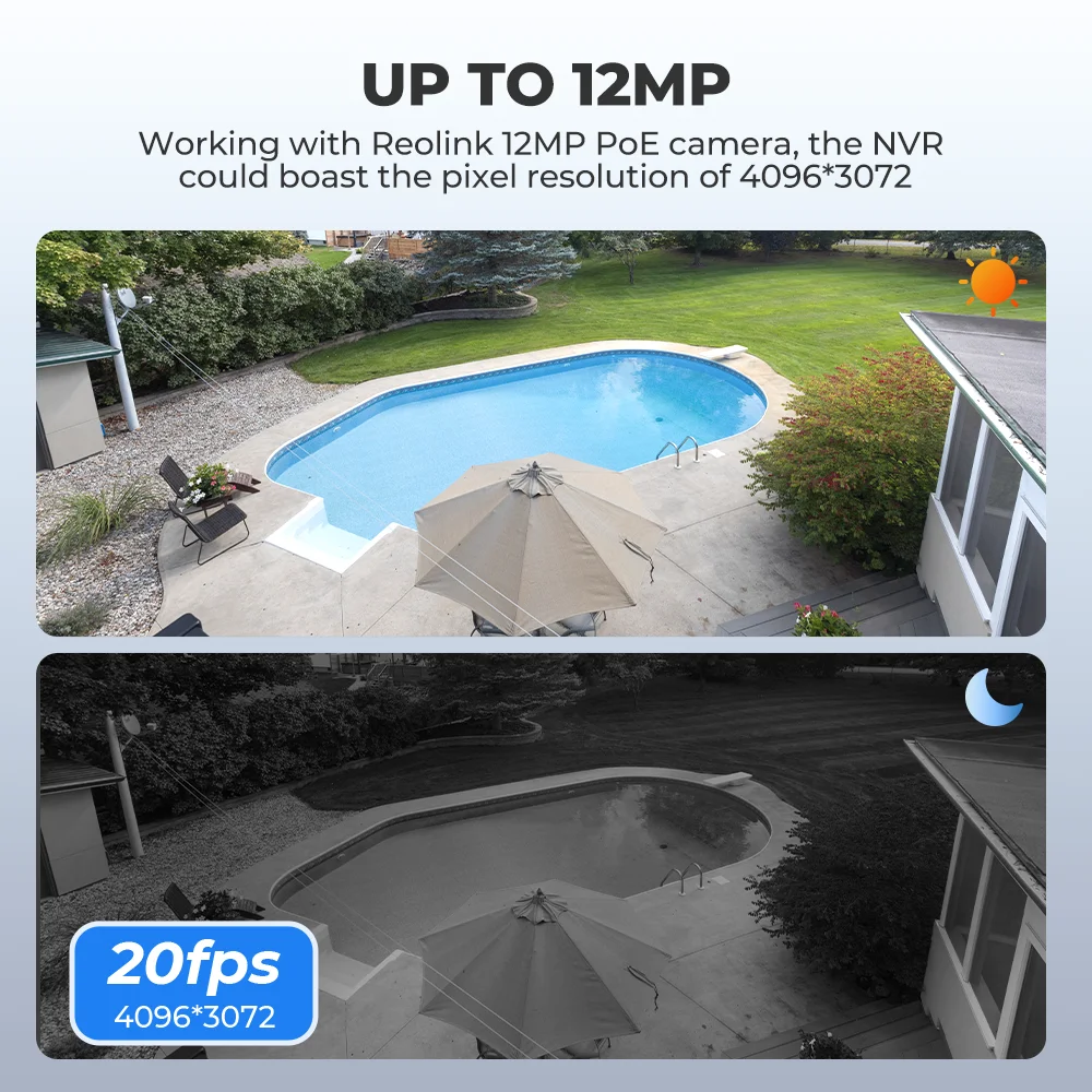 Reolink 사람 및 자동차 감지 NVR, 4MP/5MP IP 보안 카메라용, 24/7 H.265 비디오 녹음기, 12MP 감시 키트 NVR 세트, 4K 8CH RLN8-410