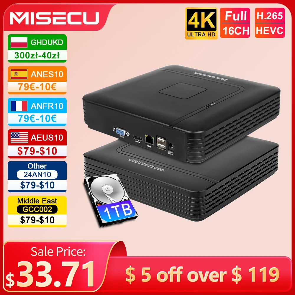 MISECU IP 카메라 보안 시스템용 미니 CCTV NVR 비디오 레코더, 모션 감지 P2P, H.265 +, 16CH, 풀 HD, 8MP, 4K, 5M, 4M, 3M, 1080P title=MISECU IP 카메라 보안 시스템용 미니 CCTV NVR 비디오 레코더, 모션 감지 P2P, H.265 +, 16CH, 풀 HD, 8MP, 4K, 5M, 4M, 3M, 1080P 