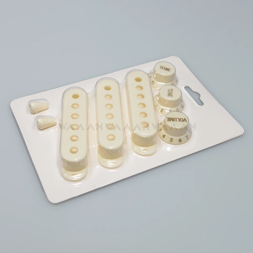 빈티지 화이트 싱글 코일 ST 기타 픽업 커버, 2 톤 1 볼륨 노브, 스위치 팁 부품 세트, 기타 부품