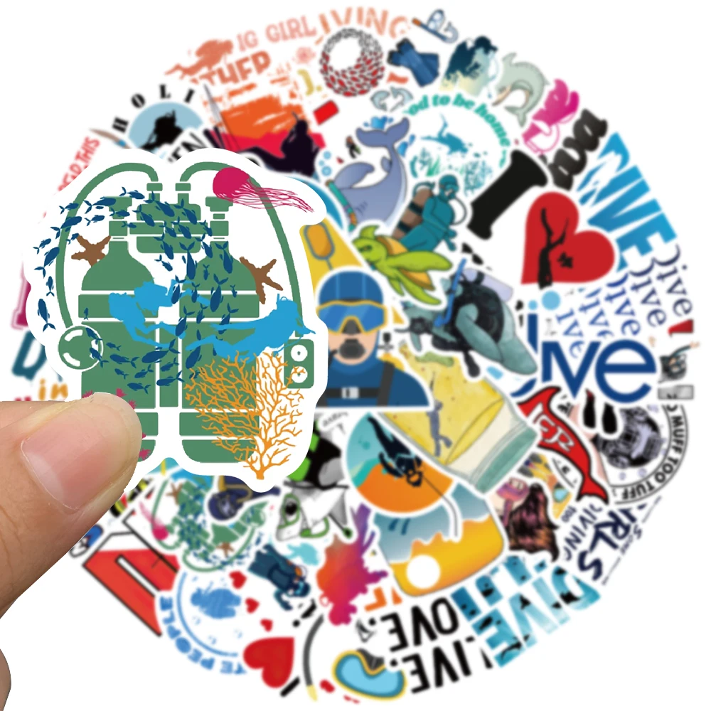 다이빙 스포츠 만화 스티커, 노트북 물병 어린이 장난감, 비닐 방수 그래피티 스케이트보드 자동차 데칼, 50 개