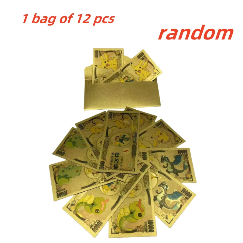 포켓몬 기념 지폐, 골드 실버 지폐, 피카츄 5 개, 10 개, 12 개 세트, 기념 컬렉션 장난감, 어린이 선물