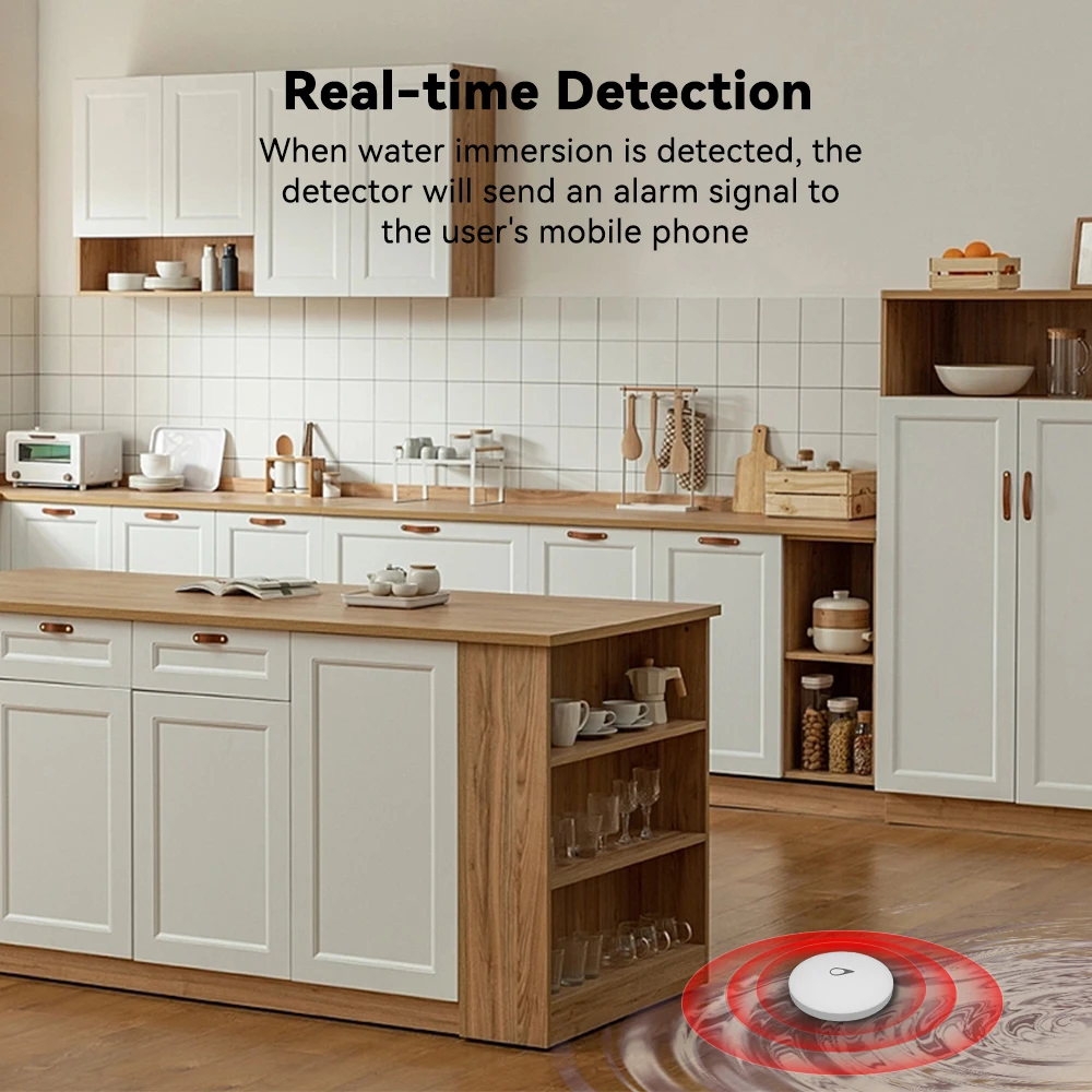 IAlarm 투야 지그비 감지기, 누수 연결, 홍수 누출 침수 센서, 오버플로, 방수 보안 보호