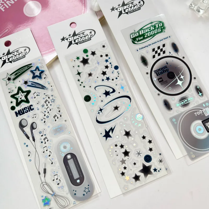 한국 드림 스타 음악 시리즈 레이저 구카 스티커, 플레이크 아이돌 카드 데코 스크랩북 DIY 소재 장식 문구 스티커, 1PC