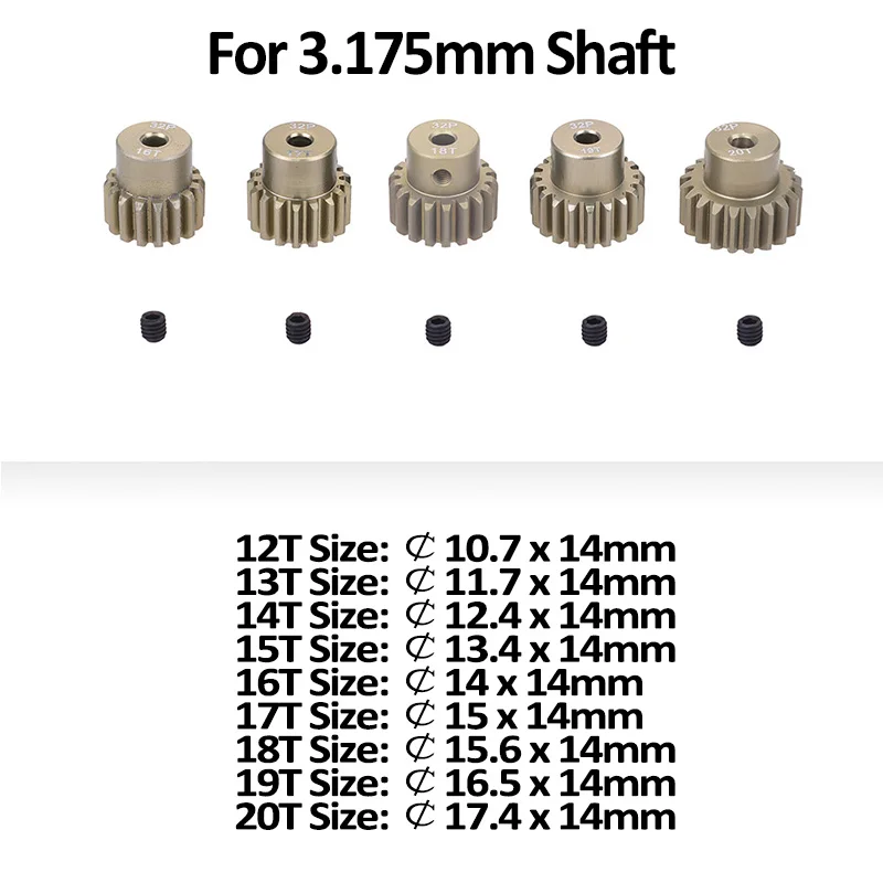 Surpass Hobby 32P 메탈 피니언 모터 기어, M0.8 32DP, 5mm, 3.175mm 샤프트, 1/8 1/10 1/12 1/14 RC 자동차, Wltoys Traxxas Tamiya HSP