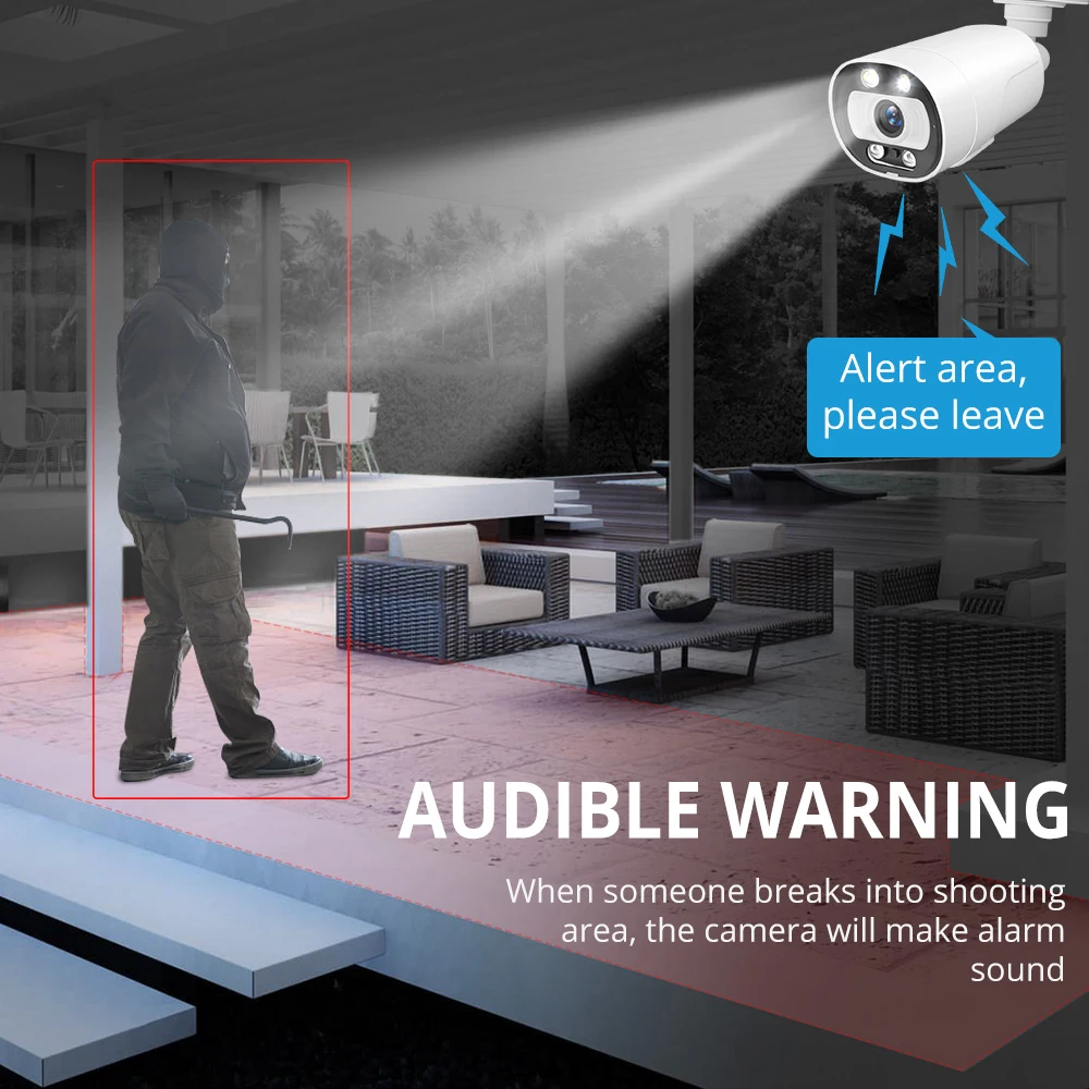 MISECU H.265 4K Ai POE 카메라, 5MP 8MP 양방향 통신, 인간 감지 야외 카메라, CCTV 시스템 감시 시스템용