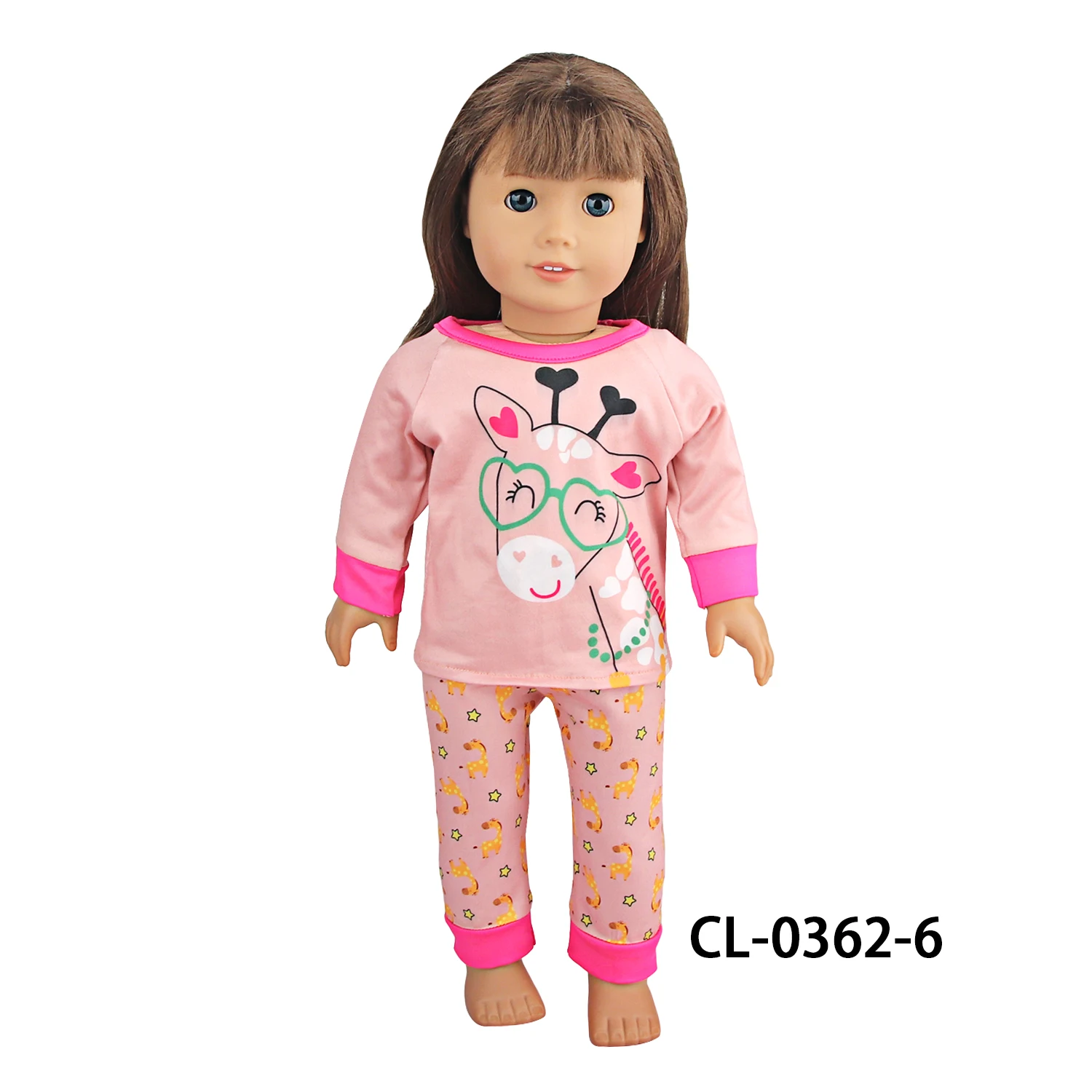 귀여운 고양이 동물 상어 티셔츠 + 반바지 의류 세트 잠옷 미국 18 인치 소녀 인형 및 43cm, 새로 태어난 아기 장난감 인형에 적합