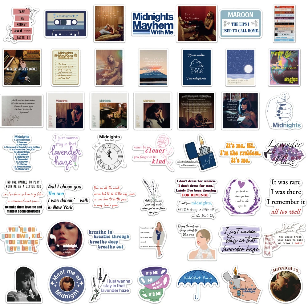 10/30/50pcs 테일러 Alison 스위프트 Midnights 스티커 방수 낙서 수하물 스케이트 보드 기타 가수 스티커 어린이 완구