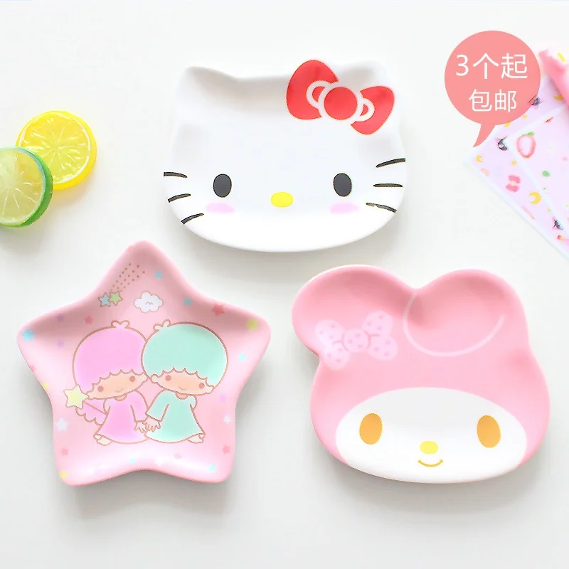 산리오 애니메이션 멜로디 개구리 세라믹 식기, 작은 쌍둥이 별 만화, 귀여운 과일 접시, 케이크 스낵 접시, 가정 다이닝 접시