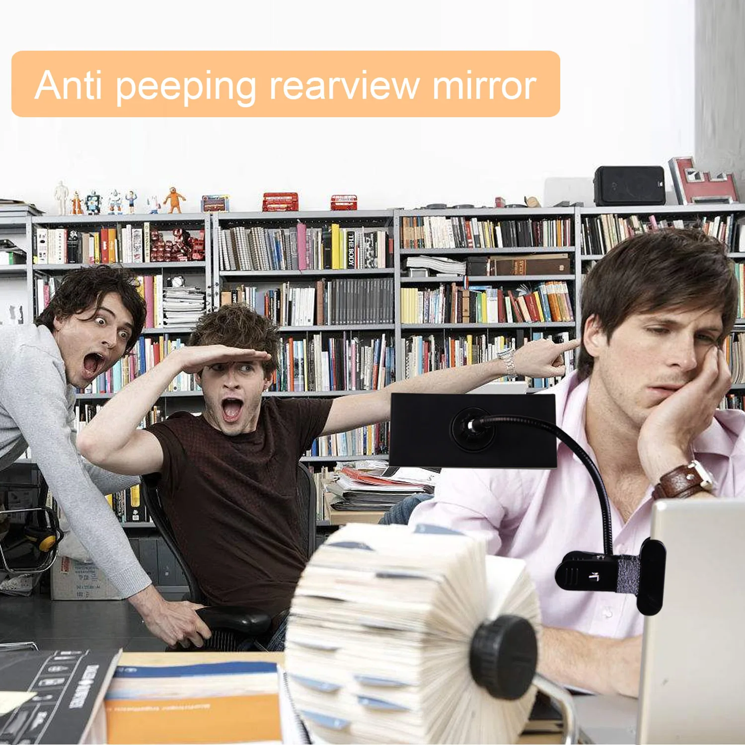 유연한 클립 컴퓨터 책상 큐비클 보안 백미러 필드 비전 확대 볼록 미러, 사무실 개인 프라이버시 안전