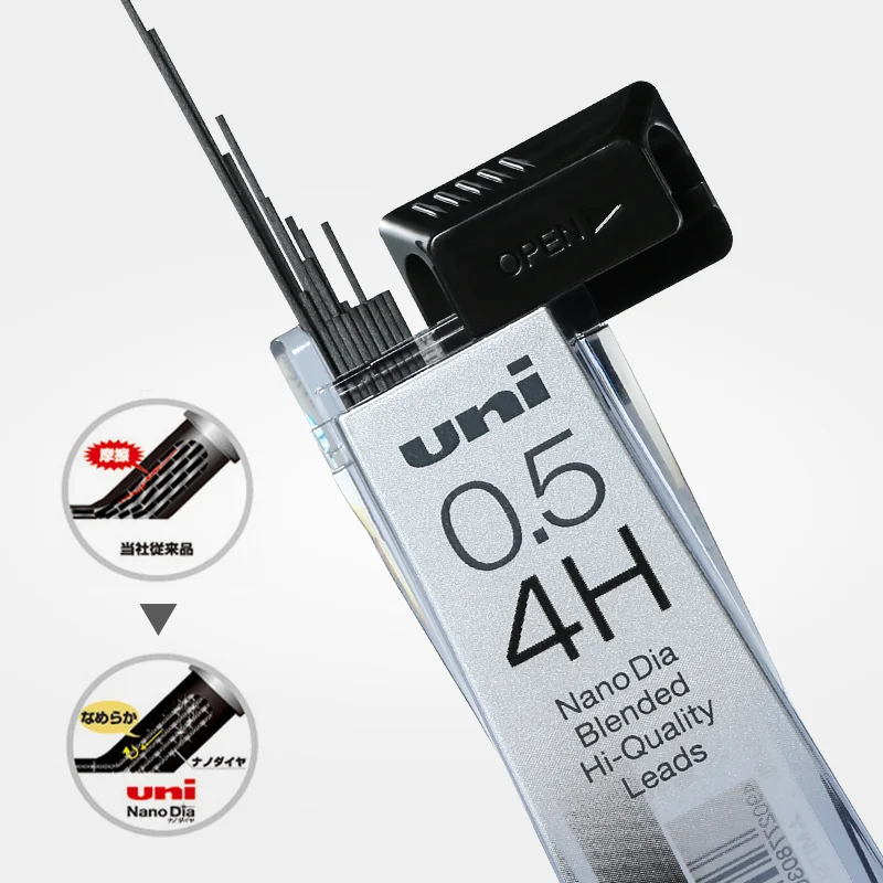 Uni pencil lead 0.3mm/0.5mm/0.7mm/0.9mm | 202nd 나노 하드 연필 코어는 깨지기 쉽고 매끄러운 글쓰기 쉽지 않습니다.