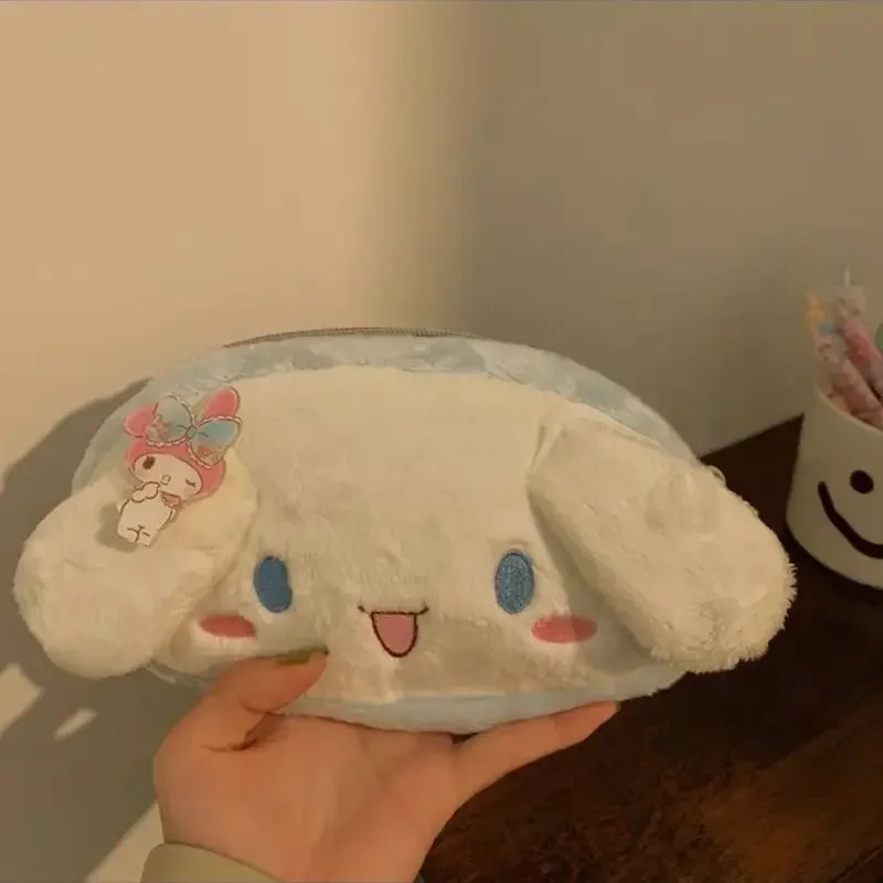 귀여운 산리오 필통, 애니메이션 쿠로미 시나모롤 봉제 가방, 장난감 메이크업 대형 필통, 문구 용품, 어린이 선물