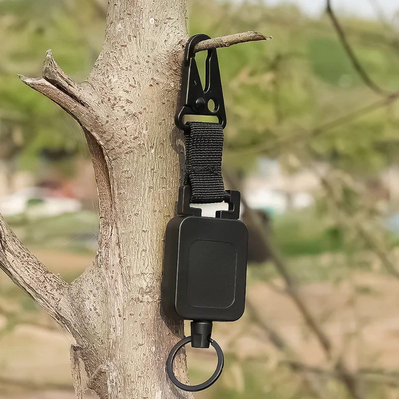 철제 와이어 개폐식 배지 릴, 다목적 전술 배낭 후크, 야외 낚시 등반 액세서리, 고품질, 60cm