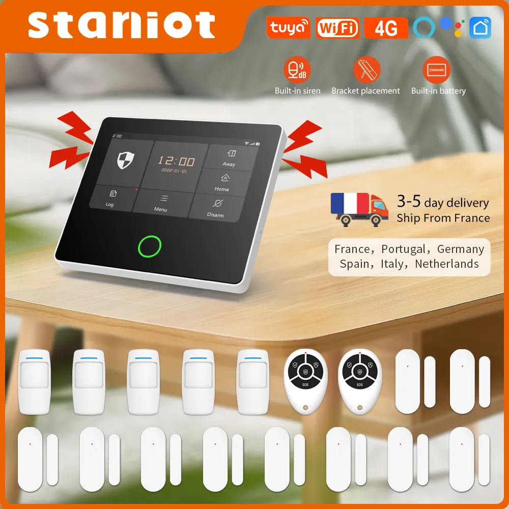 Staniot-와이파이 4G 홈 보안 시스템, 무선 보안 보호, Tuya 스마트 홈 알람 센서, 내장 사이렌, 알렉사와 함께 작동,지원 앱 원격 제어 도난 키트 title=Staniot-와이파이 4G 홈 보안 시스템, 무선 보안 보호, Tuya 스마트 홈 알람 센서, 내장 사이렌, 알렉사와 함께 작동,지원 앱 원격 제어 도난 키트 