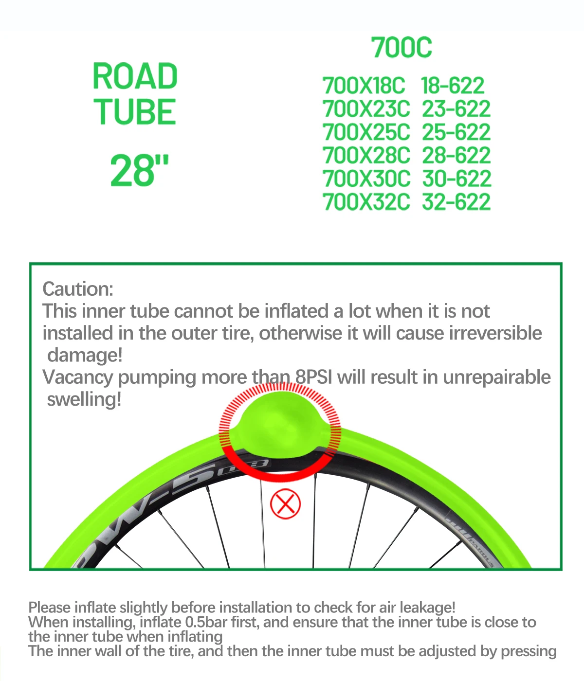 CYCLami-초경량 자전거 내부 튜브 700C 700x18 25 28 32, 도로 MTB 자전거 TPU 소재 타이어 60mm 80mm  길이 프렌치 밸브 초경량