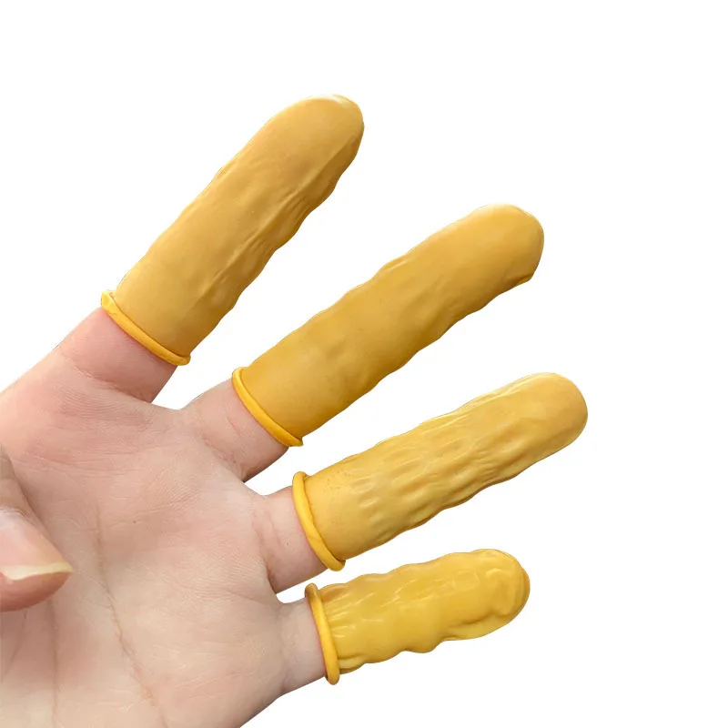 50p 일회용 라텍스 손가락 침대 무독성 정전기 방지 보호대, 손가락 끝 작업 장갑 뷰티 매니큐어 손가락 콘돔