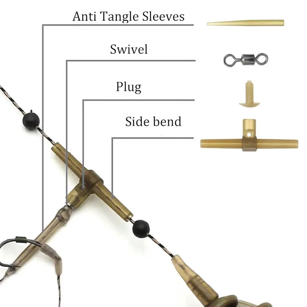 엉킴 방지 슬리브 사이드 벤드 회전 잉어 후크 링크 헬리콥터 잉어 장비, 물고기 태클 장비 잉어 낚시 액세서리