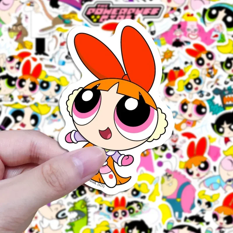 Powerpuff Girls 애니메이션 그래피티 스티커, 어린이 선물, 전화, 노트북, 자동차 방수 스티커, DIY 장식, 10 개, 30 개, 50 개