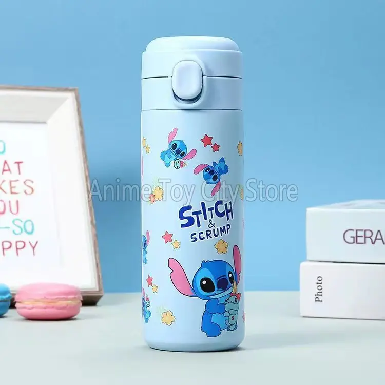 디즈니 스티치 보온병 컵 휴대용 물병, 스테인레스 스틸 진공 플라스크 보온병 머그잔, 여행용 물컵 텀블러, 420ml