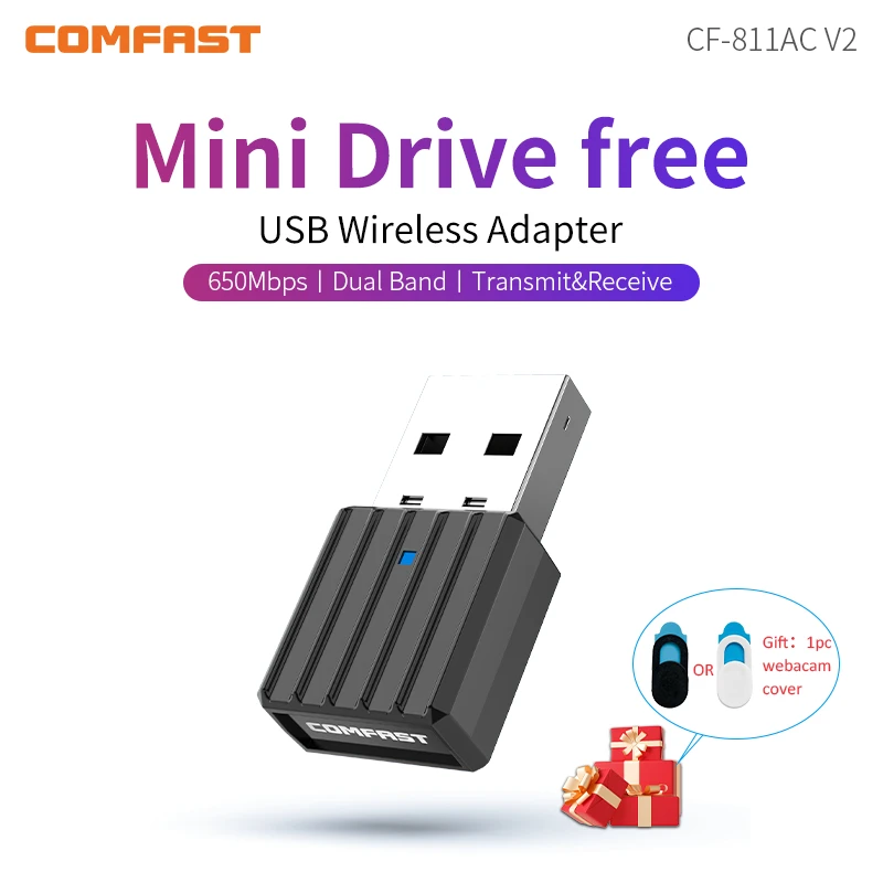 650Mbps USB 와이파이 어댑터 2.4G 및 5GHz 듀얼 밴드 802.11AC 무선 네트워크 카드 와이파이 안테나 와이파이 수신기 노트북 데스크탑 PC 용