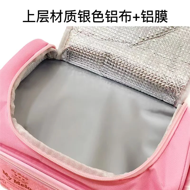 산리오 헬로 키티 도시락, 쿠로미 시나모롤, 마이 멜로디, 보온, 보냉, 휴대용 도시락 가방, 대용량 보관 가방