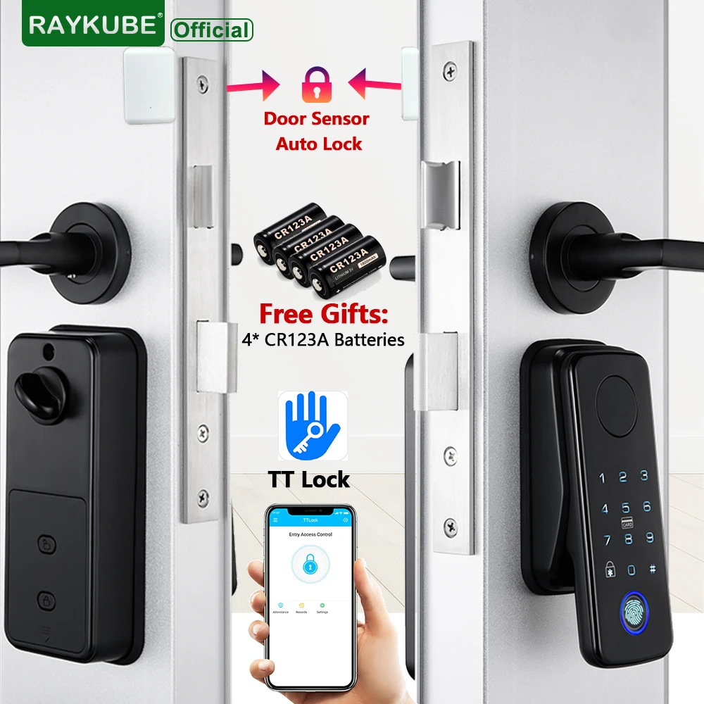 RAYKUBE N1 TT Lock 자동 스마트 지문 잠금 세트, 핸들 및 문짝 센서, 앱 원격 잠금 해제, 쉬운 설치, 와이어링 펀칭 없음 title=RAYKUBE N1 TT Lock 자동 스마트 지문 잠금 세트, 핸들 및 문짝 센서, 앱 원격 잠금 해제, 쉬운 설치, 와이어링 펀칭 없음 