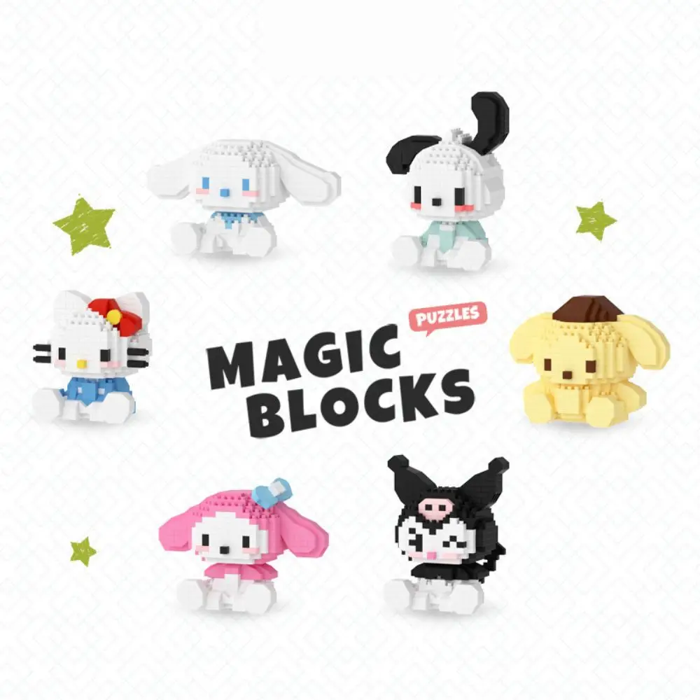 헬로 키티 빌딩 블록 산리오 애니메이션 피규어 쿠로미 신제품 조립 장난감 장식 모델, 어린이 퍼즐 인형, 크리스마스 선물