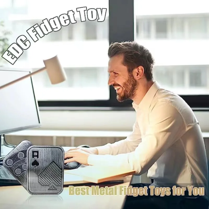 금속 해골 푸시 슬라이더 스트레스 해소 장난감, 스트레스 방지, EDC 탑 스피닝 포커 장난감, 휴대용 감압 마그네틱 장난감