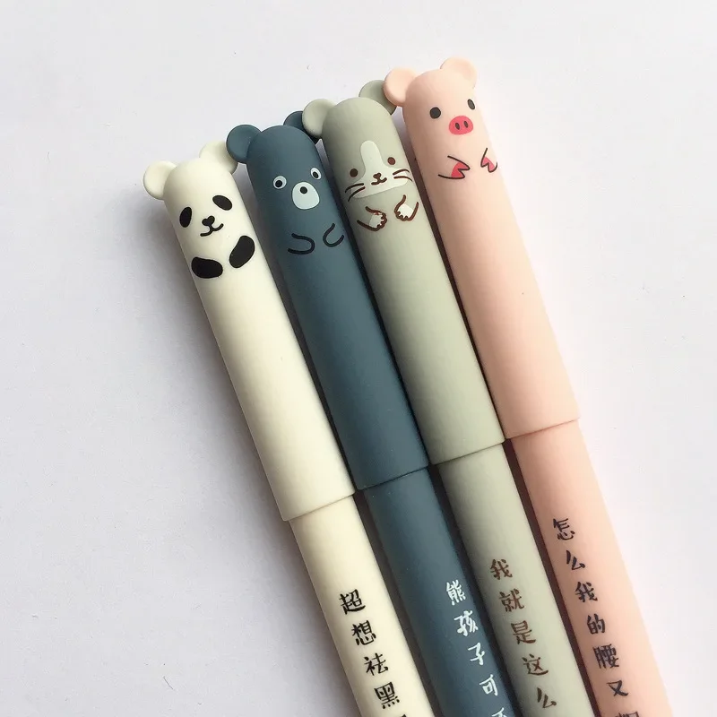 귀여운 돼지 곰 고양이 쥐 지울 수 있는 젤 펜, 학교 사무용품, 문구 선물, 0.35mm 블루 블랙 잉크, 4 개 세트 title=귀여운 돼지 곰 고양이 쥐 지울 수 있는 젤 펜, 학교 사무용품, 문구 선물, 0.35mm 블루 블랙 잉크, 4 개 세트 