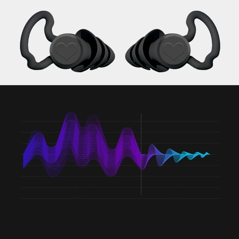 재사용 가능한 실리콘 귀마개 2 개 팩 소음 차단 40 dB 높은 snr 3 중 감소 소음 선물 선물용으로 적합