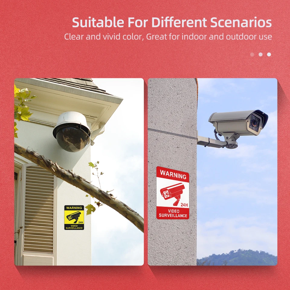 Jeatone 방수 CCTV 알람 포스터 스티커 벽지, 집 비디오 감시 사인 보안 카메라용, 최고 품질, 6 개