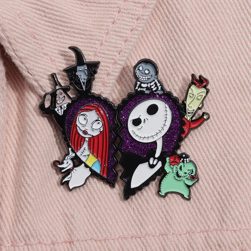 배낭 에나멜 브로치 할로윈 해골 배지, 어린이 생일 장난감 핀, 보석 장식 액세서리, 도매 선물