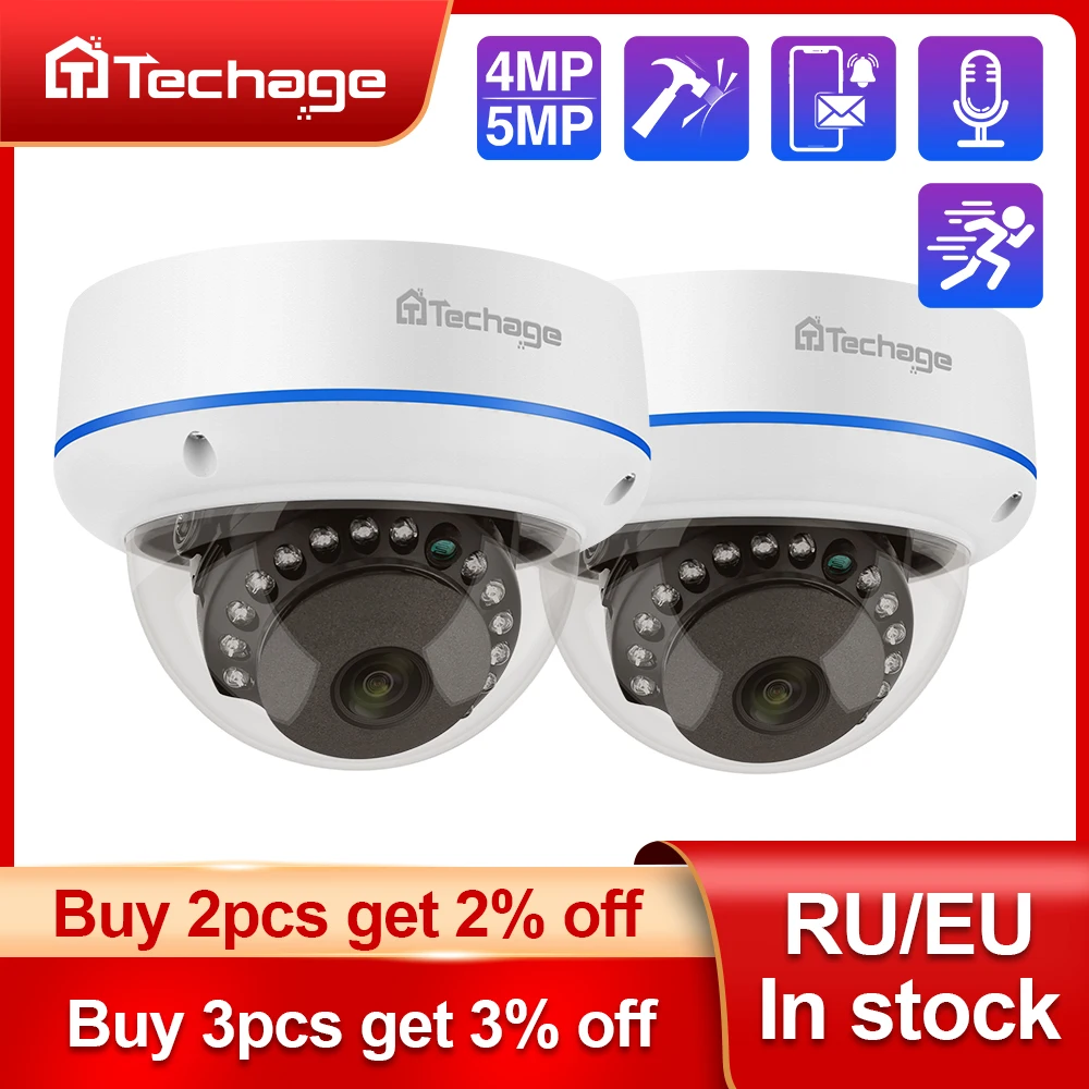 Techage 실내 돔 단방향 오디오 파손 방지 유리, IPC P2P 비디오 CCTV 보안 감시, POE IP 카메라, H.265, 4MP, 5MP, 48V title=Techage 실내 돔 단방향 오디오 파손 방지 유리, IPC P2P 비디오 CCTV 보안 감시, POE IP 카메라, H.265, 4MP, 5MP, 48V 