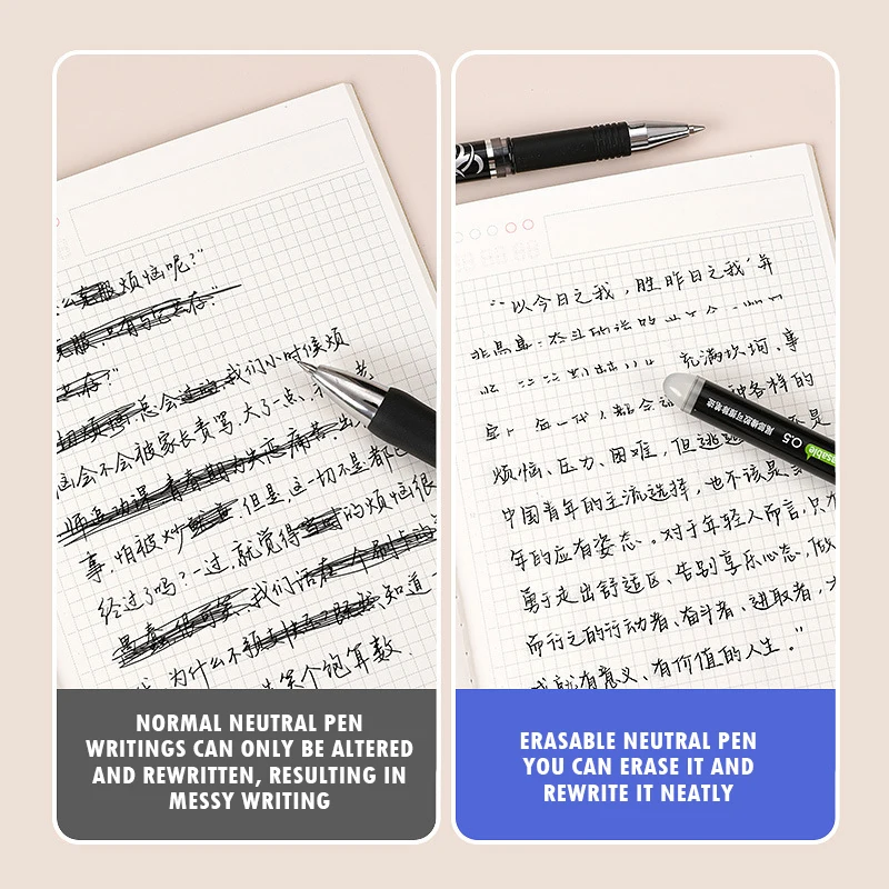 지울 수 있는 젤 펜, 총알 팁, 블루, 블랙, 레드 잉크 리필 막대, 8 가지 색상, 쓰기 그림, 세척 가능한 핸들, 0.5mm, 세트당 8 개