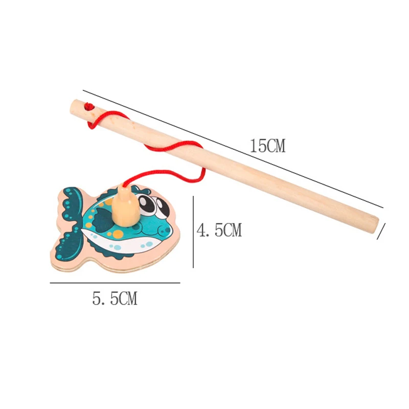 나무 자석 낚시 게임 만화, 해양 생물 인지, 물고기 막대 장난감, 조기 교육, 부모-자녀 상호 작용