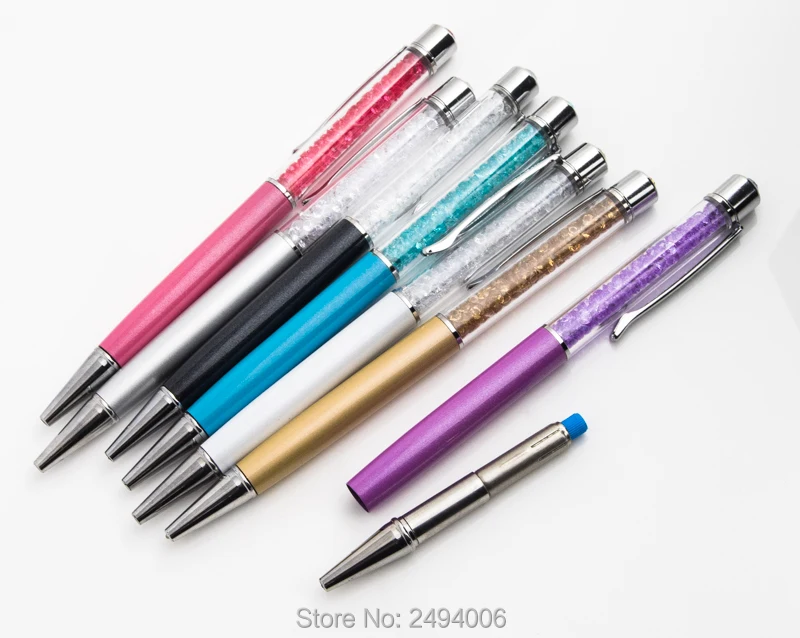 고급 다이아몬드 탑 크리스탈 펜, 종이 선물 가방, 펜 상자, 벨벳 파우치, 학생용 사랑스러운 크리스탈 볼펜