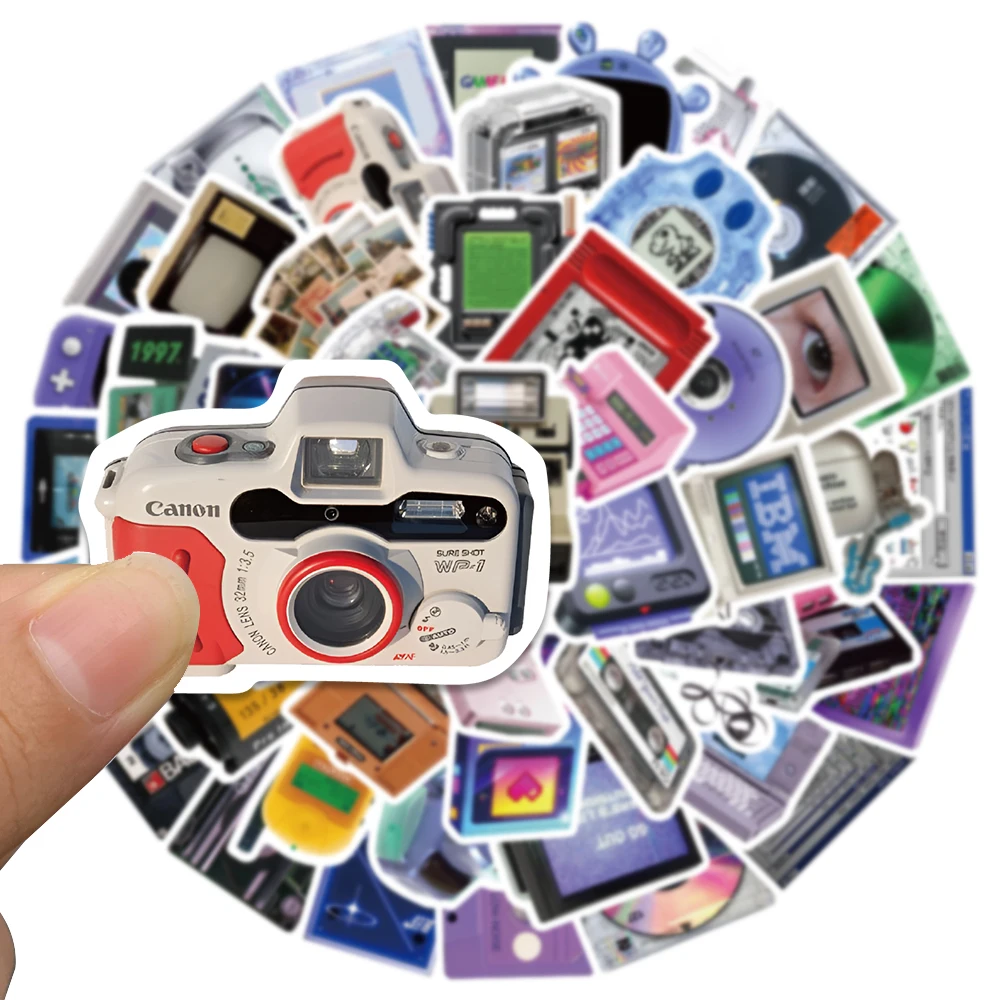 VSCO 레트로 게임 콘솔 테이프 디스크 그래피티 스티커, 자전거 DIY 오토바이 자동차 수하물 기타 노트북 스케이트보드 스티커, 50 개