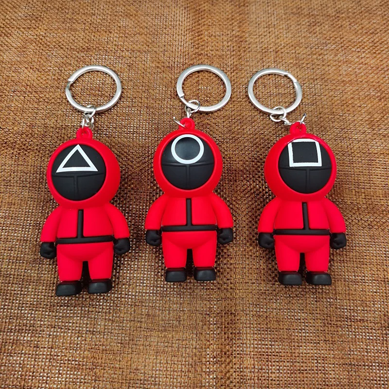 3D 오징어 게임 키체인, TV 쇼 피규어, 마스크 키체인, 매력 액세서리, 라운드 6 코스프레 키체인, 소년 소녀 장난감