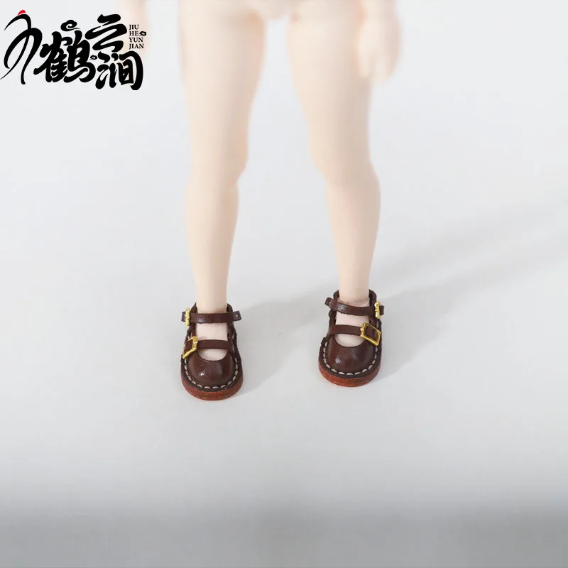 미니 가죽 신발 1/6 1/8 1/12 OB11 Blyths Ob22 Ob24 인형 신발, 더블 슈즈 장난감 액세서리, 3.0x1.8cm