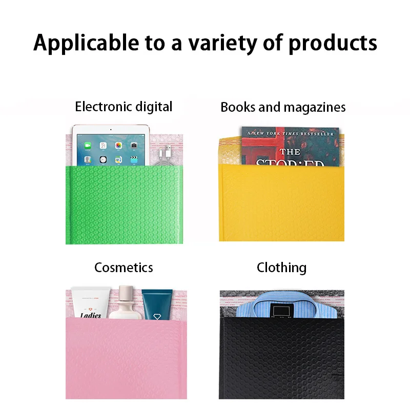 검은 거품 봉투 가방 자기 밀봉 우편물 패딩 배송 봉투 거품 우편물 가방, 배송 패키지 가방, 20 개/묶음