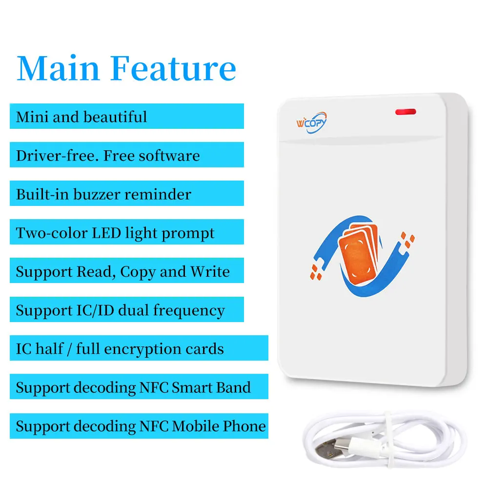 RFID 복사기 리더 라이터 125KHz 13.56MHz USB 프로그래머 키 fobs UID T5577 재기록 가능 지원, NFC 휴대폰/손목밴드