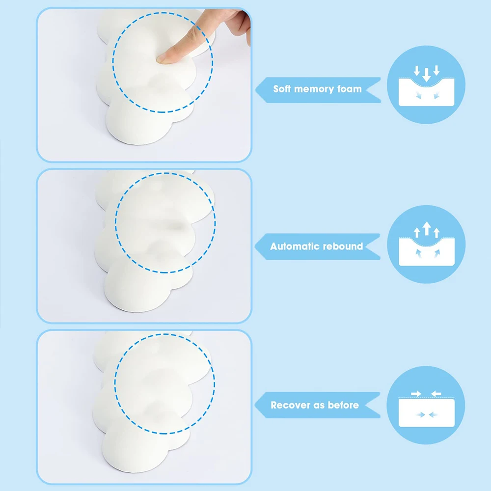 쉬운 타이핑을 위한 소프트 가죽 메모리 폼 손목 지지대 쿠션, 인체공학적 미끄럼 방지, 클라우드 키보드 손목 받침대
