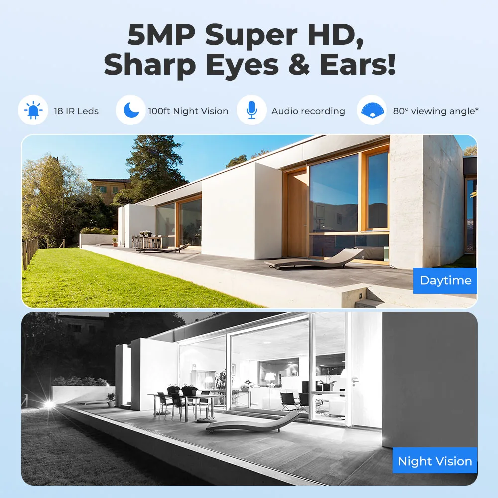 Reolink 스마트 보안 카메라, 야외용 적외선 야간 투시경, 돔 IP 캠, 사람 및 차량 감지 감시 카메라, 5MP PoE