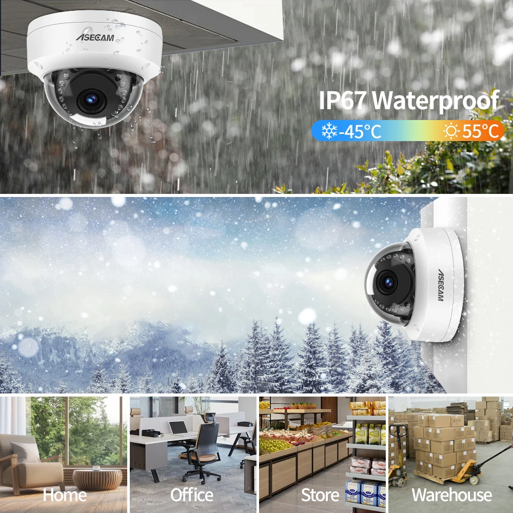 야외 POE IP 카메라, Onvif 금속 실내 돔 CCTV, 야간 투시경, 4MP 비디오 감시 카메라, H.265, 8MP, 4K