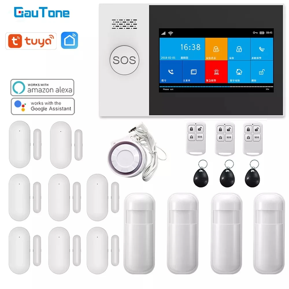 GauTone PG107 4.3 인치 보안 경보 와이파이 GSM 경보 시스템 홈 지원, Tuya 앱 통화/SMS 원격 제어 title=GauTone PG107 4.3 인치 보안 경보 와이파이 GSM 경보 시스템 홈 지원, Tuya 앱 통화/SMS 원격 제어 