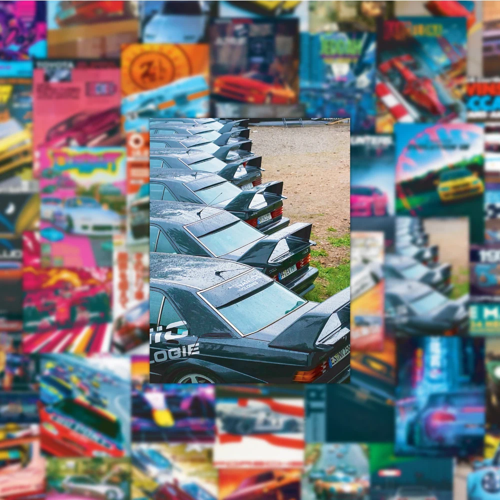 빈티지 JDM 레트로핏 레이싱 카 그래피티 스티커 포스터, 스케이트 보드 노트북 오토바이 방수 스티커, 아이 장난감, 10 개, 30 개, 50 개