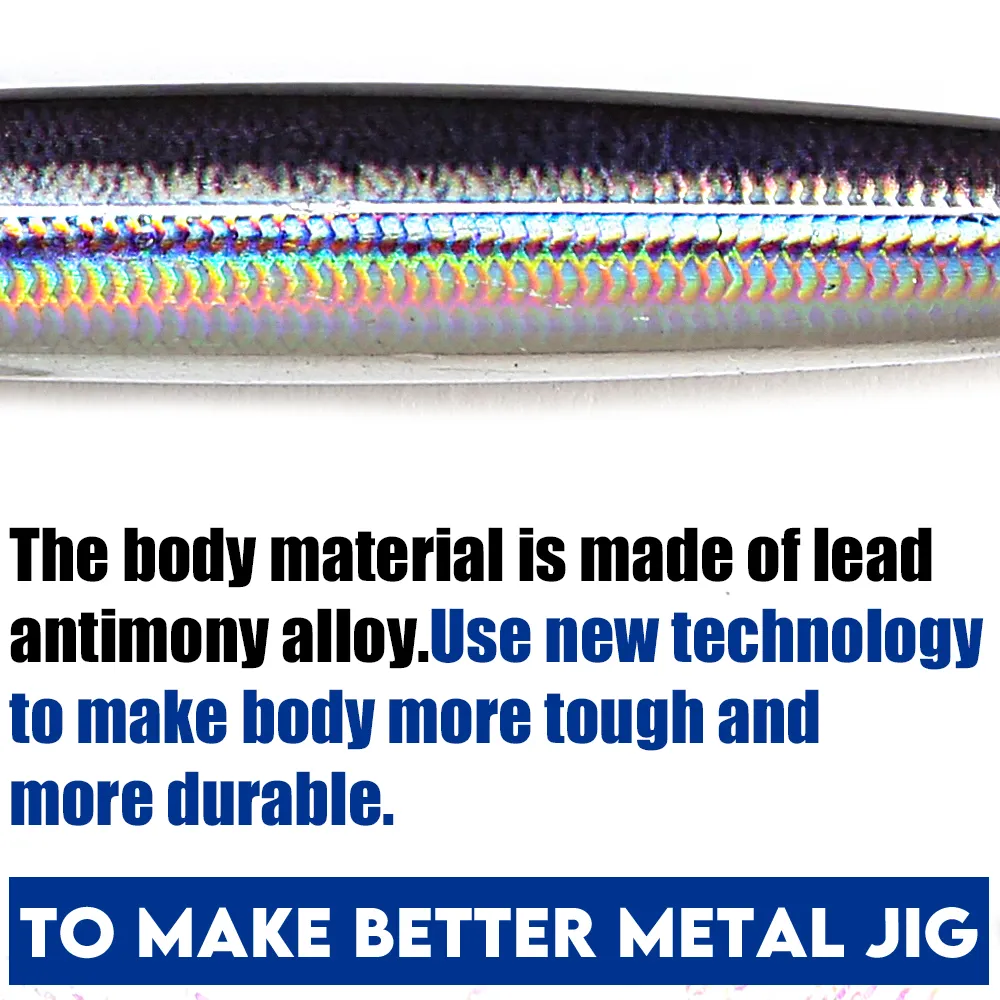 B & U 3D 프린트 금속 캐스트 지그 스푼 딸랑이, UV 해안 캐스팅 지깅 물고기, 농어 바닷물 낚시 루어, 인공 미끼 태클