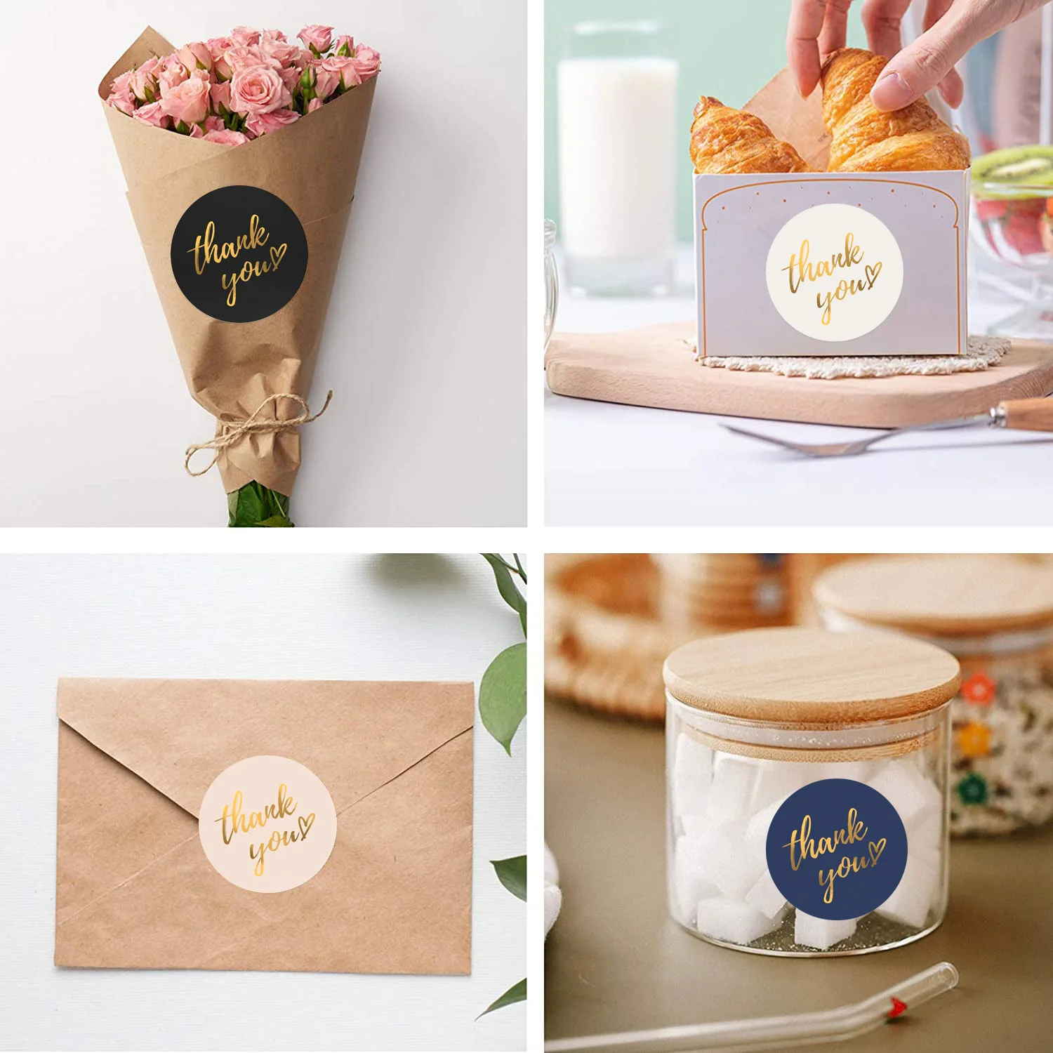 1 인치 파란색 감사합니다 스티커 봉투 씰링 레이블 문구 용품 수제 결혼 선물 장식 스티커, 50-500pcs