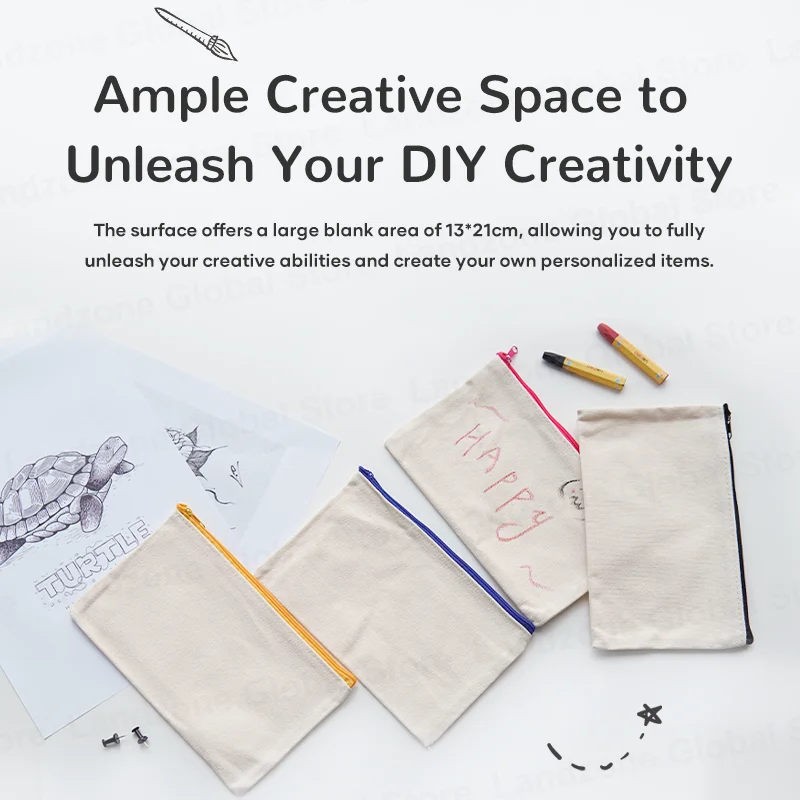 캔버스 지퍼 가방, 다기능 빈 DIY 공예 파우치, 연필 화장품 보석 가방 케이스, 가정 학교 여행용 파우치, 10 개
